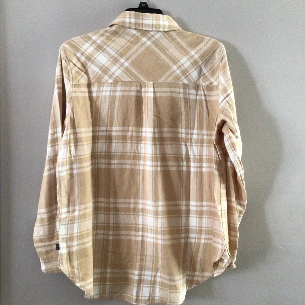 2/$12 GAP Tan Plaid Flannel Shirt - Picture 3 of 4